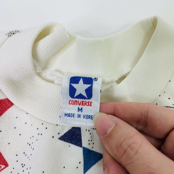 Vintage Converse Chucks Rare All Over Print Star Pullover Sweatshirt Medium - Picture 3 of 12